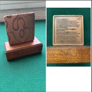 Vintage Corporate Desk Plaque – “Managing People”, Brass & Wood
